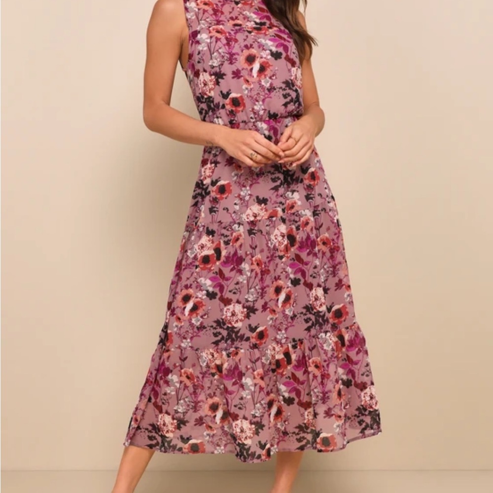 Floral Sleeveless Dress - Purple